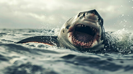 Angry shark jump