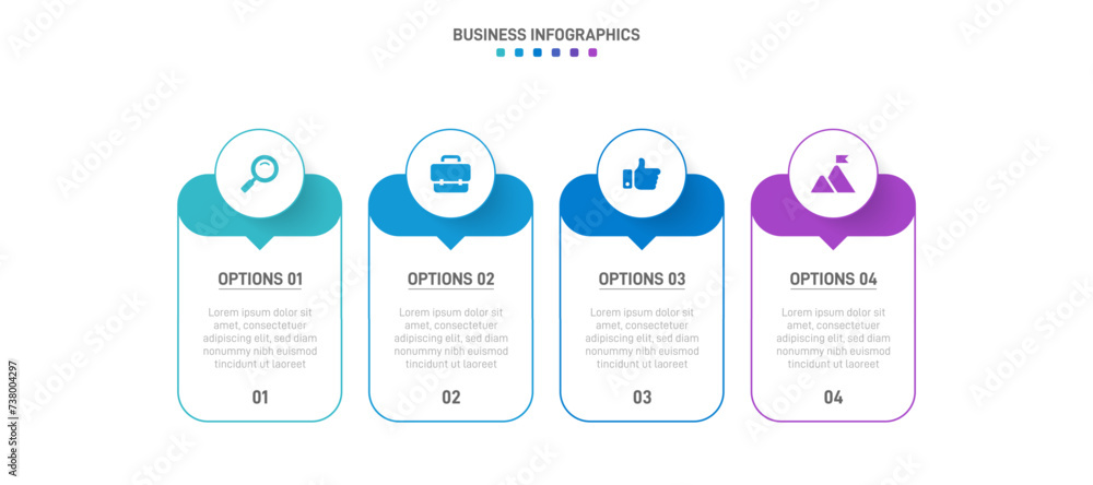 Poster timeline infographic with infochart. modern presentation template with 4 spets for business process.