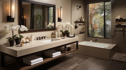 Clean Beige and Brown Bathroom Design