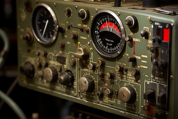 A Close-Up Shot of a Turn Coordinator, an Essential Avionic Instrument, Mounted on a Metallic Panel with Intricate Wiring and Industrial Background