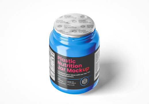 Plastic Nutrition Jar Mockup with No Cap