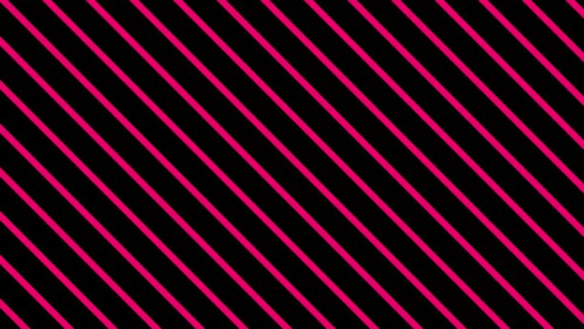 Abstract pink diagonal lines on black background, minimalist geometric stripe pattern, modern motion graphic loop for video overlays