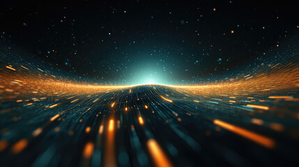 Digital absctract background. Cyberspace with Particles and Digital Network.