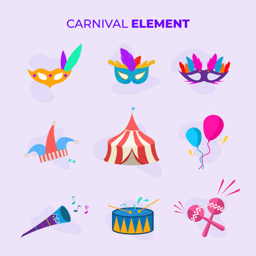 Free vector flat carnival party elements collection