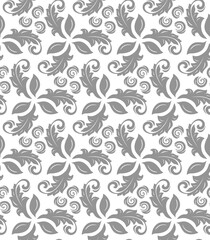 Floral silver ornament. Seamless abstract classic background with flowers. Pattern with repeating floral elements. Ornament for wallpaper and packaging