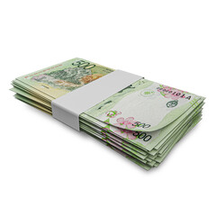 3D rendering of Stacks of Argentina Money 500 pesos Banknotes