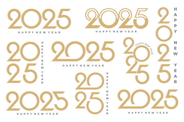 Big Set of 2024 Happy New Year logo text design. 2025 number design template. Vector illustration