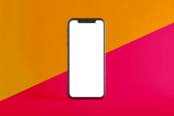 smartphone, transparent screen PNG, sketch, front, ui, ios. colorful background. technology concept. we are connected. youthful colors