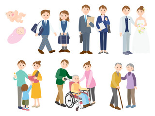 人生の節目のイラストセット