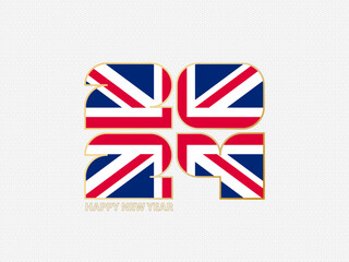 Abstract numbers 2024 with flag of United Kingdom.