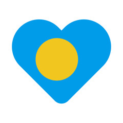 Heart shaped Palau flag icon. Vector.