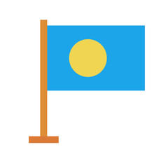 Palau flag icon with pole. Vector.