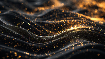 A luxurious black and gold background rendered in stunning 3D - obrazy, fototapety, plakaty