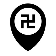 Swastika map pin icon. Vector.