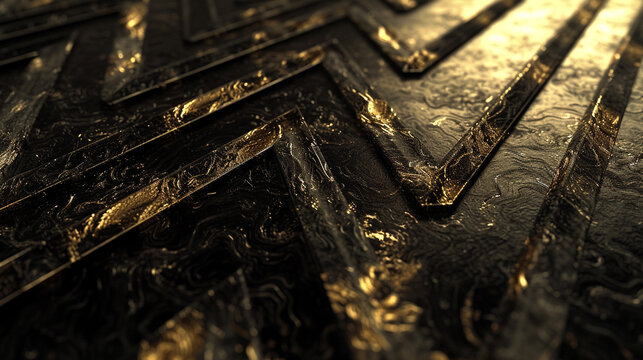 A luxurious black and gold background rendered in stunning 3D