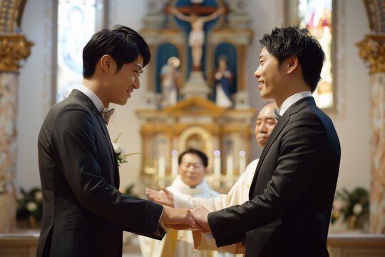男性同士で結婚式を挙げる日本人女性（LGBTQ・ゲイ・同性婚）