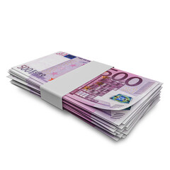 3D rendering of Stacks of European Union Money 500 Euro Banknotes