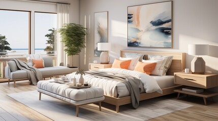 Cozy Coral and Navy Bedroom Nook