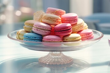 a plate of colorful macaroons