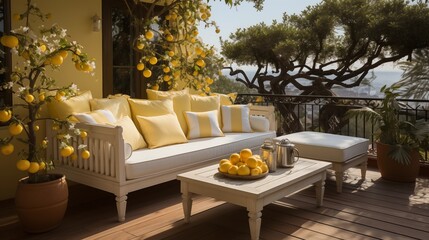 Cream and Pale Yellow Outdoor Lounge Set