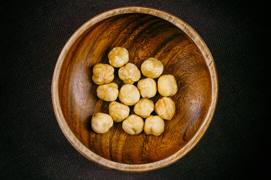 Hazelnuts in Small Wooden Bowl      