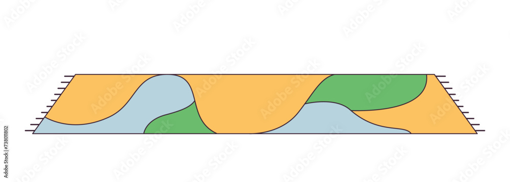 Poster carpet soft 2d linear cartoon object. floor mat isolated line vector element white background. cozy 