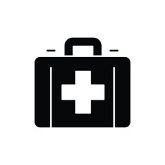 Medical box icon. Simple solid style. First aid bag, case, medical kit, doctor, emergency, safety, health, medicine concept. Black silhouette, glyph symbol. Vector illustration isolated.