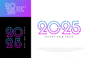 2025 Happy New Year logo design . colorful and trendy new year 2025 design template.