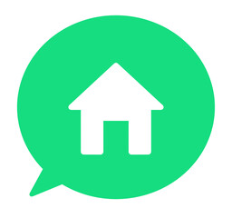 シンプルな緑色のホームアイコンと吹き出し