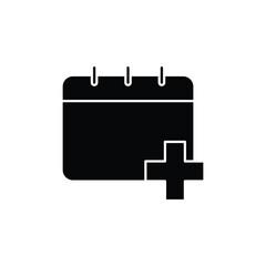 Medical calendar icon. Simple solid style. Medication schedule, treatment, agenda, medicine concept. Black silhouette, glyph symbol. Vector illustration isolated.