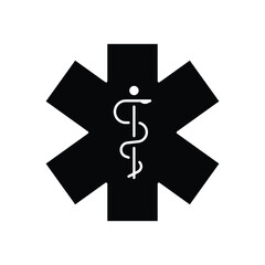Emt Paramedic icon. Simple solid style. Ems, emergency, ambulance, cross, hospital, medicine concept. Black silhouette, glyph symbol. Vector illustration isolated.