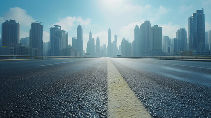 A picturesque scene unfolds as an asphalt road winds through the city