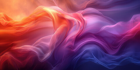 Fototapeta premium An abstract image of flowing fabric-like forms in vibrant red and purple hues evoking a sense of motion.