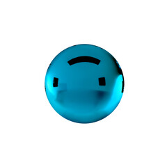 Metallic blue ball isolated on white background, 3d render. Metal ball or sphere cutout.