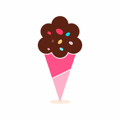 A vectorized illustration of an ice cream in line art style