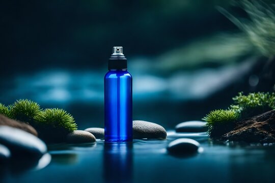 anodised blue deodorant srpay and pebbles