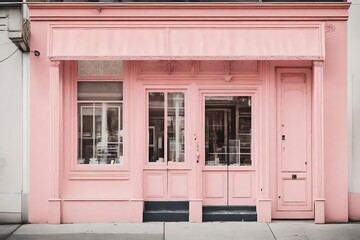 Fototapeta na wymiar vintage european light pink boutique , cute storefront template