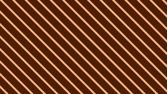 Diagonal brown stripes background, seamless looping geometric pattern, warm tan and chocolate brown parallel lines motion graphic