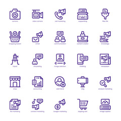 Content Marketing icon pack for your website, mobile, presentation, and logo design. Content Marketing icon basic line gradient design. Vector graphics illustration and editable stroke.