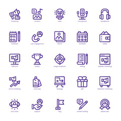 Content Marketing icon pack for your website, mobile, presentation, and logo design. Content Marketing icon basic line gradient design. Vector graphics illustration and editable stroke.