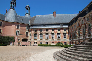 brick castle in saint-fargeau in burgundy in france