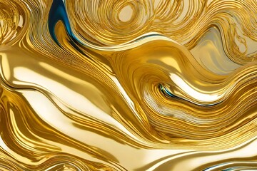 abstract irridescent wavy golden liquid background