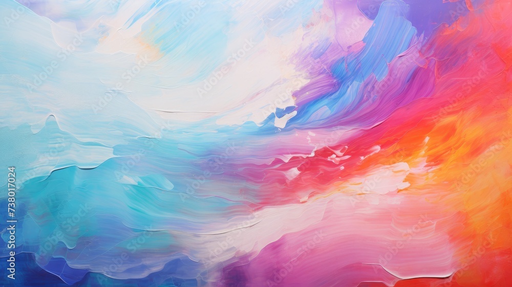 Poster Closeup of abstract rough colorful colorful multicolored art painting texture with oil brushstroke