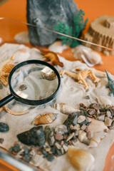 Sensory activity of a child, idea for an activity, top view