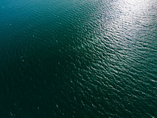 blue sea aerial top down view