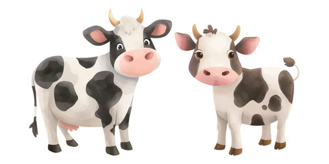 cute cow watercolor vector illustration 