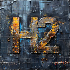 old metal plate with Letter H2
