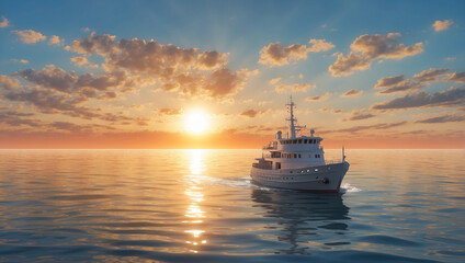 Obraz premium cruise ship at sunset