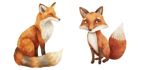 cute fox watercolour vector illustration