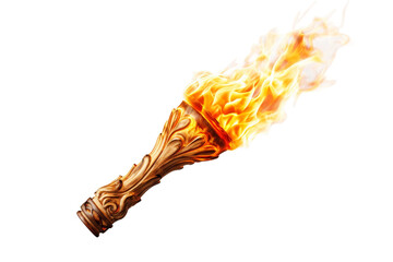 Burning Torch. A close up photo of a burning torch with a Transparent background, emitting a bright and steady flame.